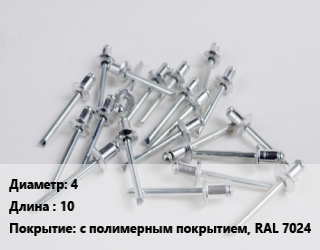 Заклепка 4х10 с полимерным покрытием, RAL 7024, упаковка 1000 шт цена от 682.71 ₼ / шт, где купить, условия доставки в Баку и Бакинская области